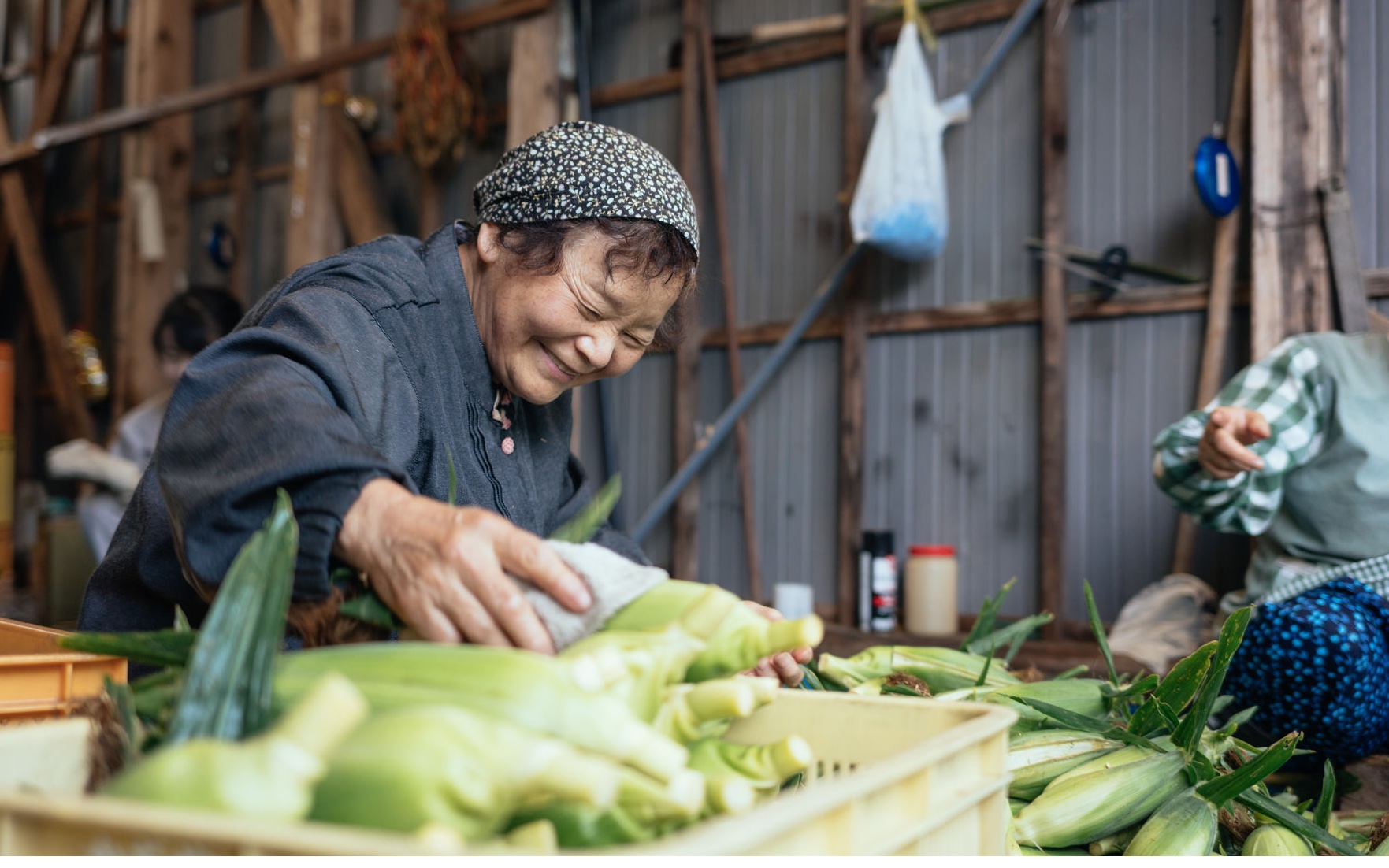Japanese woman selling vegetables