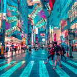 Neon lit streets in Akibahara, Tokyo