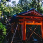 Red torii gates at an inari shrine