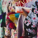 Several hues of kimono textiles