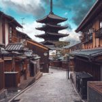 Tiered pagoda in Edo-era streets