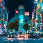 Neon lights on Tokyo street